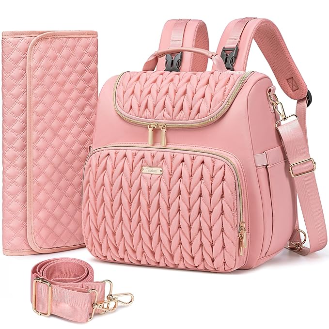 Tealari 4 in 1 Convertible Diaper Bag Backpack,Waterproof Baby Diaper Bag with Changing Pad,Converts into Baby Tote Bag,Diaper Backpack,Stroller Bag and Crossbody Diaper Bag