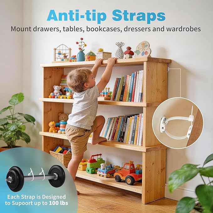 Inaya Baby Proofing Kit - Child Safety Hidden Locks for Cabinets & Drawers, Anti-tip Straps, Door Lever Locks and Outlet Covers - Baby Proof Pack to Keep Your Child Safe at Home