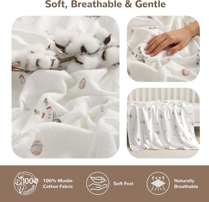 NTBAY Muslin Toddler Blanket, 4-Layer, 30x40 Soft and Breathable Receiving Blanket for Newborns and Infants, Crib Stroller Travel Use, Astronaut's Journey