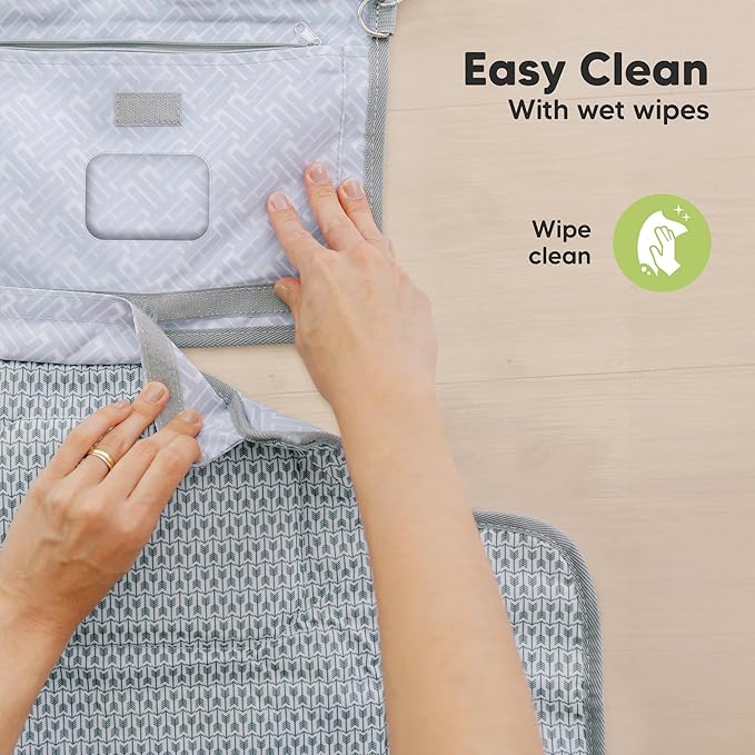 KeaBabies Portable Diaper Changing Pad, Travel, Car - Large Waterproof Baby Changing Mat, Wipeable, Padded, On The Go Travel Diaper Clutch Bag, Easy to Use Pockets for Newborn Essentials (Prism)