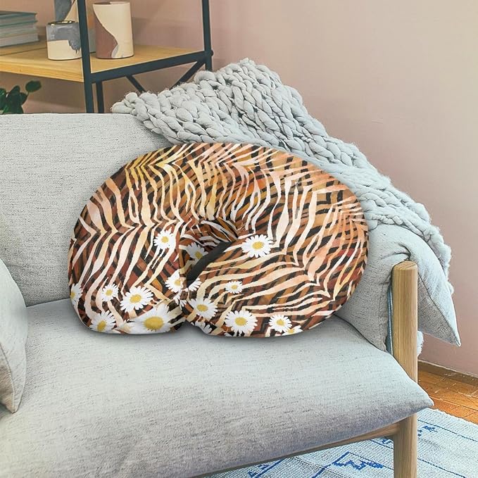 Zebra Skin Daisy Nursing Pillow Detachable Newborn Original Breastfeeding Slipcover Case and Positioner U-Shaped Head Support Protector Cushion Essential with Hidden Zipper Easy Care