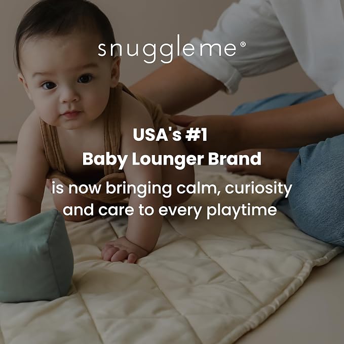 Snuggle Me® 2-in-1 Baby Play Mat - 100% Organic Cotton Baby Mat for Floor Play, Quilted, Foldable Playmat with Matching Tote Bag Included, Safety Certified & Machine Washable (37" x 37") - Natural