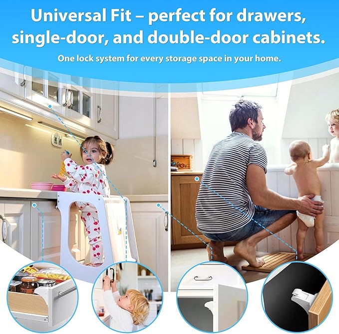 AILUOQI Baby Proofing Magnetic Cabinet Locks (4 Pack) Cupboard Drawers Latches Magnet Locks for Cabinets (1 Key)
