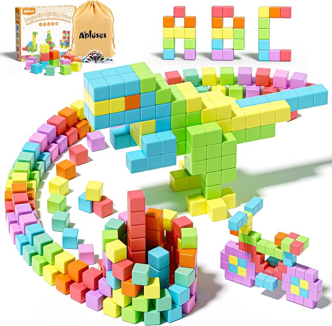 Apluses 42PCS Magnetic Blocks Set, Magnet Building Cubes for Toddlers, Travel Sensory Autism Preschool Montessori Toys for 3 4 5 6 7 8 Year Old, Birthday Girls Boys Gifts