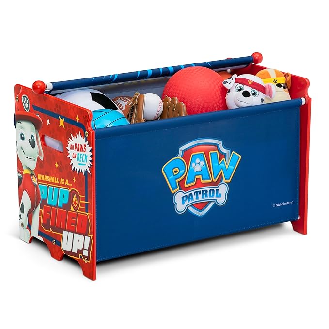 Delta Children PAW Patrol Toy Box Toy Box with Retractable Fabric Top, Blue