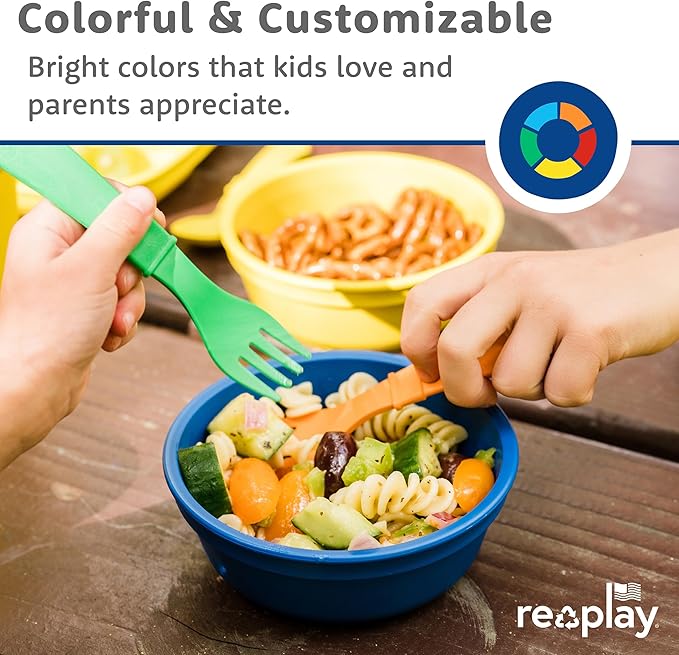 Re-Play Toddler Forks and Spoons Set - 6x6 Utensils Set for Kids - Dishwasher and Microwave Safe - Made in USA - Set of 12-5.8" x 1.2" x 0.2" - Princess