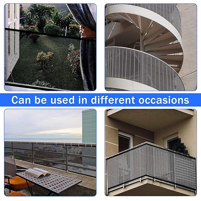 Ewaves Stairway Net - Baby Safety Rail - 15 x 2.6ft - Banister Stair Net for Child, Small pet,Toy- Indoor & Outdoor(Black)