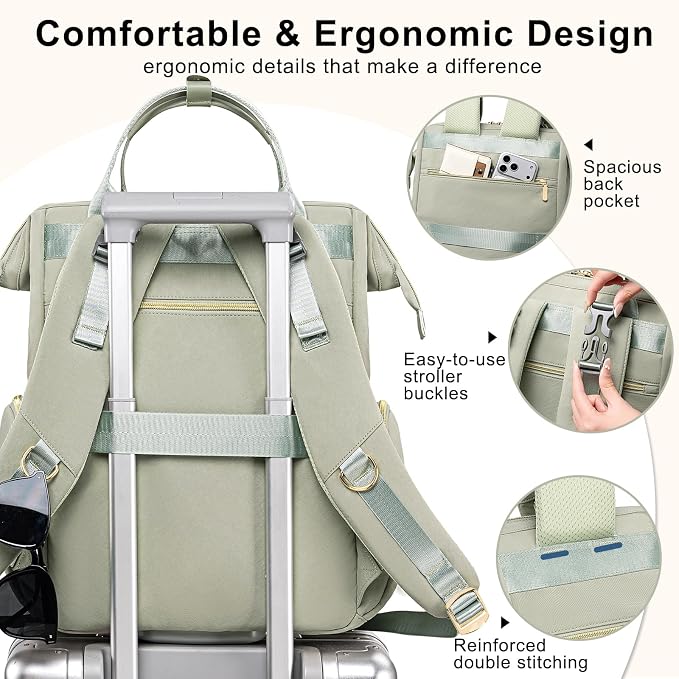 Weitars Diaper Bag Backpack Travel Diaper Backpack, Large Baby Diaper Bag with Changing Pad Baby Bag for Boys Girls (Green)