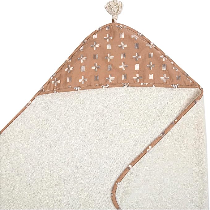 Crane Copper Dash Hooded Baby Towel - 100% Cotton Terry Cloth, 30" x 30", Beach & Pool Towel