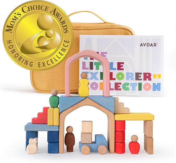 AVDAR Wooden Building Blocks for Toddlers 2-4 Years, Wooden Blocks Ages 1-3 Montessori Toys (Mom's Choice Award Winner)