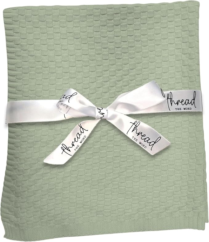 The Waffle Blanket - 100% Organic Cotton Baby Blanket, American Made, 30x40in - Bassinet, Crib, Stroller - Gift Registry Baby Shower for Newborns and Kids (Sage)