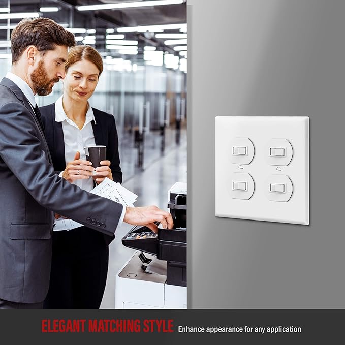 Enerlites 8822-W Duplex Receptacle Outlet Wall Plate, Standard Size 2-Gang, Polycarbonate Thermoplastic, White (Pack of 2)