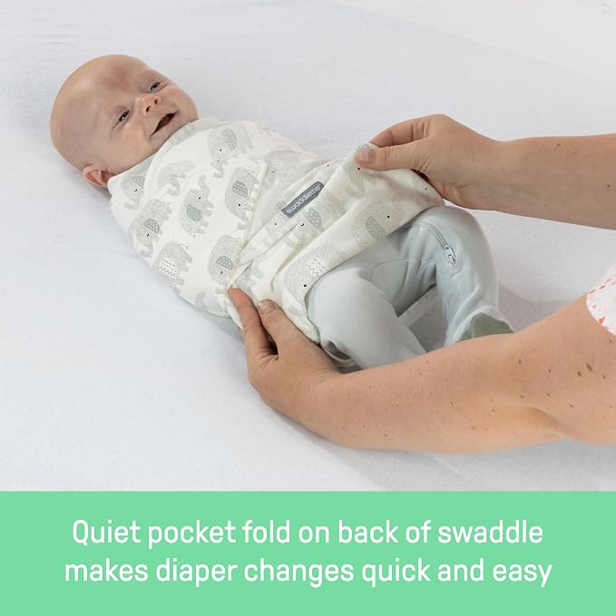 SwaddleMe by Ingenuity Monogram Collection Baby Swaddle, 100% Cotton, Improves Sleep & Calms Startle Reflex, 0-3 Months, Pocket Fold Design for Easy Changes, 1.0 TOG, 3-Pack - Dino Mite