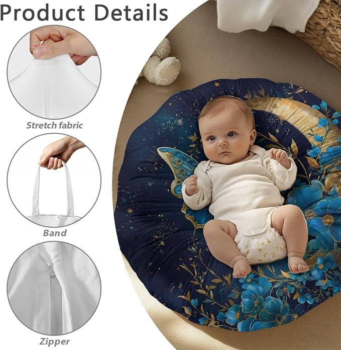 Blue Butterfly Moon Nursing Pillow Cover for Breastfeeding Pillows Breastfeeding Pillow Slipcovers for Baby Boys & Girls Ultra Soft Infant Nursing Pillowcase Pillow Case for Newborn