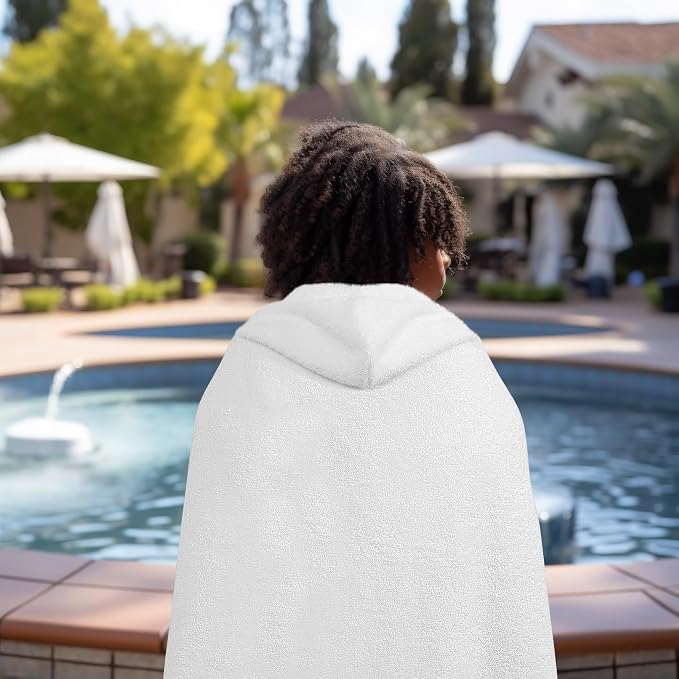 ORIGINAL KIDS Hooded Bath Towel Wrap - Ultra Soft 100% Cotton Terry Large Oversized Hooded Kids Towel - Toddler Big Kid Shower Pool Beach Towel - Absorbent Quick Dry Easy Care Gift - 30 x 54 - White