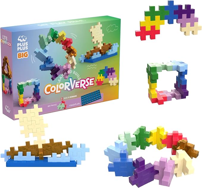 PLUS PLUS Learn to Build Big, Colorverse - 60 Interlocking Building Blocks for Toddlers and Preschool, Gifts for Boys & Girls