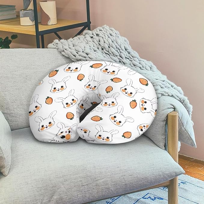 Rabbit and Carrot Nursing Pillow Cover for Baby Boy Girl Breastfeeding Nursing Pillow Slipcovers Super Soft Stretchy Replaceable Pillow Cover Slipcover
