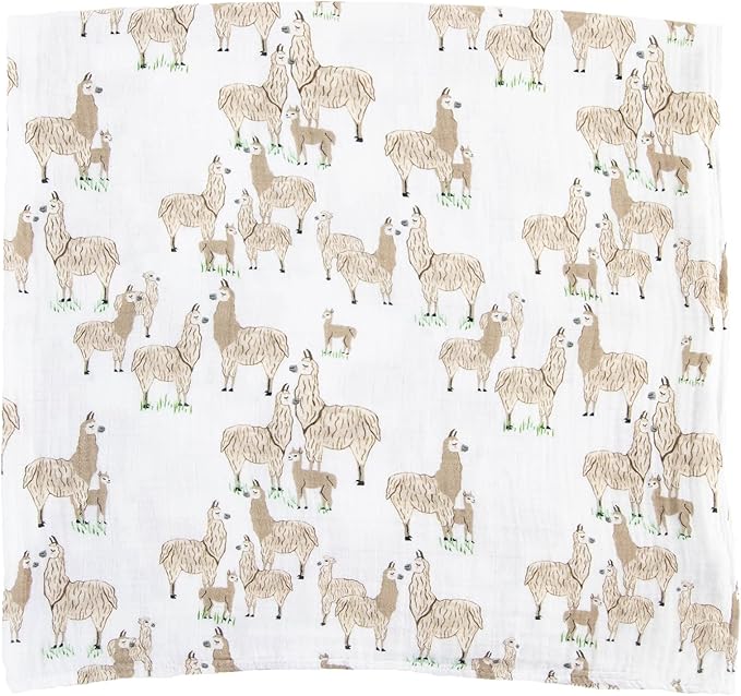 Little Unicorn Premium Cotton Swaddle Baby Blanket | Breathable Fabric | for swaddling, Play, Nursing & More (Llama Llama)