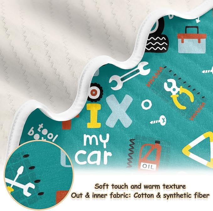 Ollabaky Car Mechanic Equipment Tools Baby Blanket for Boys Girls Cotton Throw Blanket Swaddle Blanket for Nursery Crib Stroller Receiving Blanket Infant Toddler Unisex 30"x40"