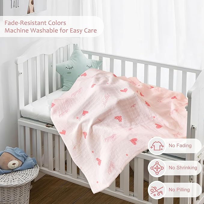 Muslin Swaddle Blankets for Newborn, Large 47"x47" Soft Breathable Bamboo Cotton Baby Blanket, Lightweight Receiving Blanket for Boys and Girls, Soft Ballet