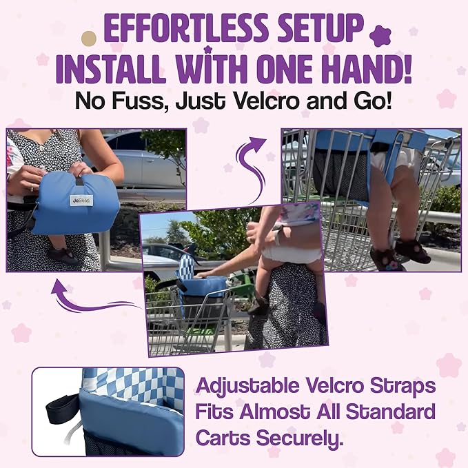 Shopping Cart Seat Cover for Baby, High Chair & Grocery Seat Protector, Padded Chair Covers for Restaurant Seats, Unisex Machine Washable Grocery Cart Liner & Swing Insert ??Blue Checkered
