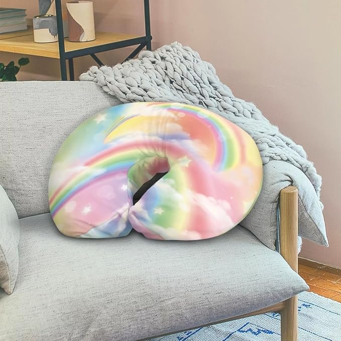 Rainbow 2 Nursing Pillow Case for Newborn Support for Breastfeeding, Bottle Feeding & Bonding Feeding Pillow Cover Stretchy Comfortable Pillow Slipcover Cover Only