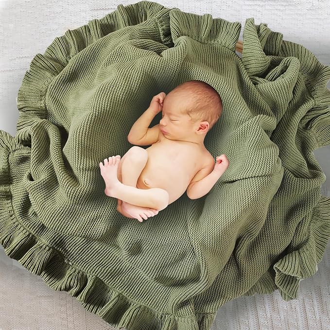 Knit Baby Blanket - 30"x40" Newborn Swaddle Blanket - Soft Knitted Baby Gifts for Baby Shower (Pink)