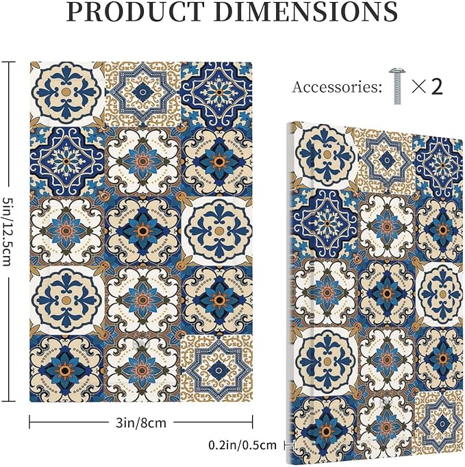 Boho Talavera Decorative Tile Moroccan Mandala Print Light Switch Cover Plate 1 Gang No Device Blank Electrical Wall Plates Faceplate Decorative Switch Plate Covers for Bathroom Kitchen Decor