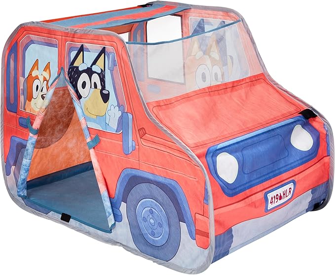 Bluey Heeler 4WD Pop-Up Tent for Kids, Easy Storage Pop Up Play Tent with Door, Windscreen, & Peep Window, Outdoor Toddler Playhouse for Ages 2+