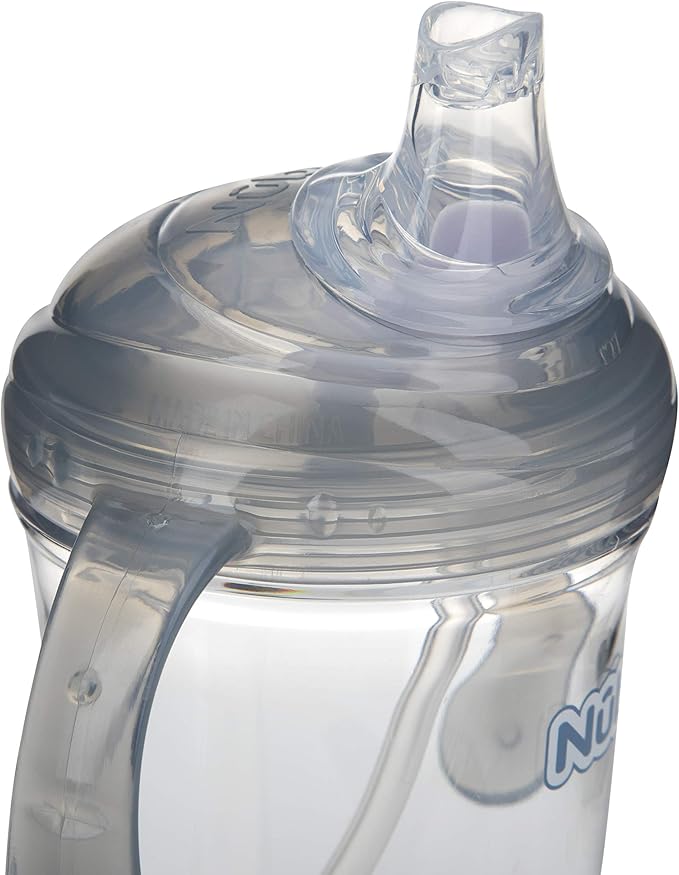 Nuby Twin Handle 360 Grip N' Sip 8oz Tritan Cup with Hygienic Cover, Grey,1 Count (Pack of 1)
