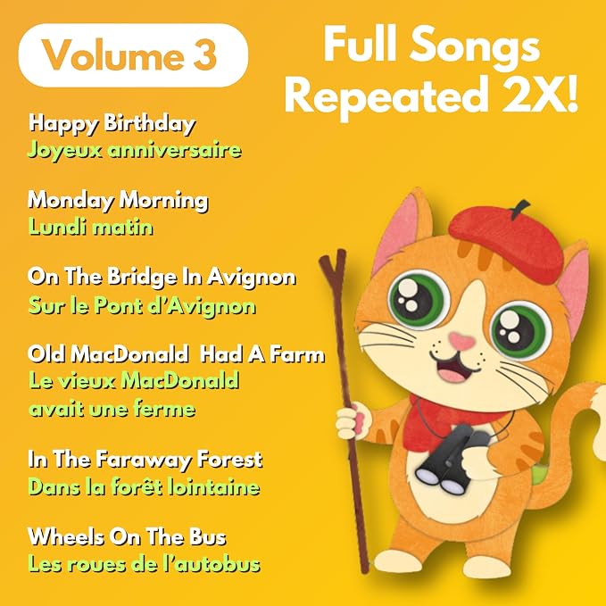 Vol. 3 — Interactive Sound Board Book for Toddlers 1-3, Bilingual English & French Songs & Music, Talking Musical Learning Toy and Gift for Babies & Kids