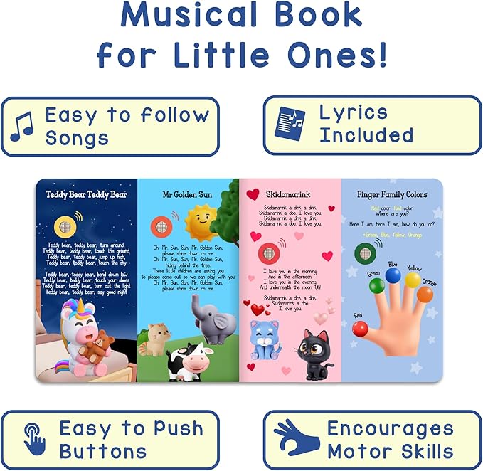 LEARNING BUGS Fun Favorite Nursery Rhymes ??Sing Along with 28 Nursery Rhymes, Musical Books for Toddlers, 28-Button Music Book, Musical Toys for Toddlers 1-3