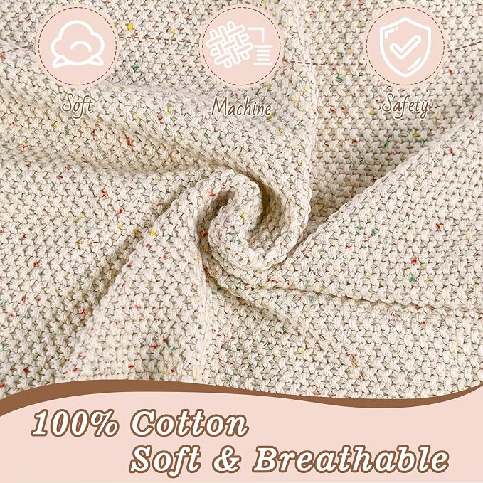 YOYI YOYI Cotton Baby Blanket Toddler Blankets Soft Warm Breathable Nursery Swaddling Blankets for Girls and Boys Receiving Blanket for Crib, Stroller, car 31x40 inches(Oatmeal Fleck)