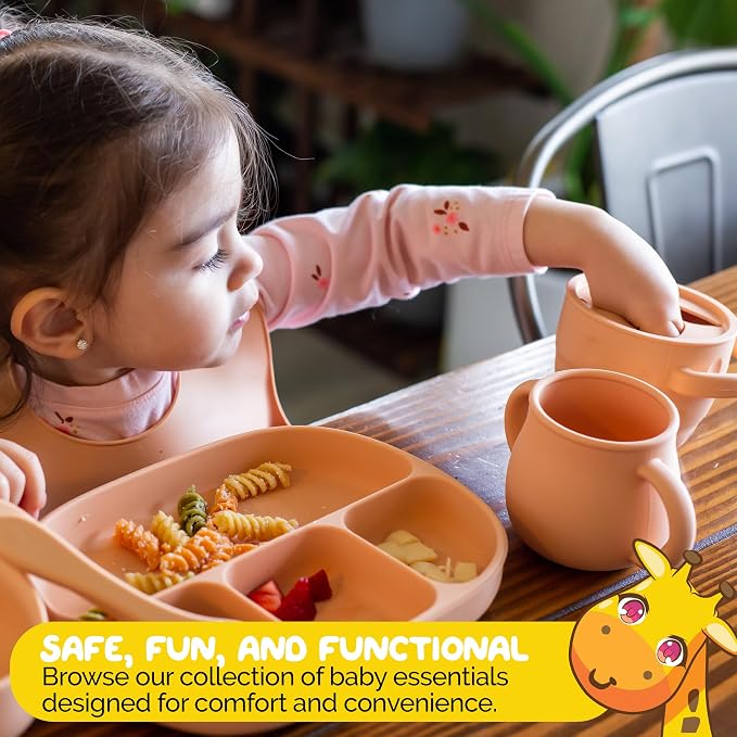 Baby Feeding Set in Apricot Color Complete BLW Supply Essentials (7 Piece Set)