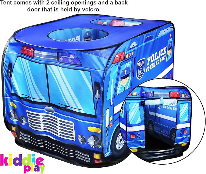 Kiddie Play Pop Up Play Tent for Kids Police Car Playhouse for Boys & Girls Indoor Outdoor Toy