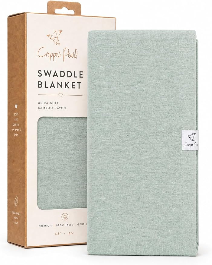 Copper Pearl Swaddle Blankets for Newborns | Soft Stretchy Receiving Blankets for Boys and Girls | Large 46 x 46 Inch Baby Blankets | Lightweight and Breathable Swaddles | Emerson