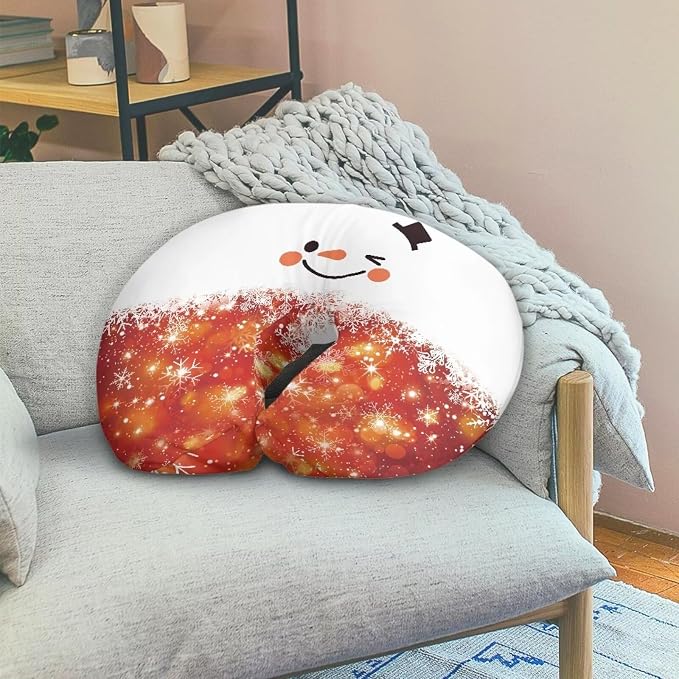 Christmas Snowman Face Red Newborn Nursing Pillow Case Stain Resistant Washable Breast Feeding Pillow Covers Removable Nursing Pillow Slipcover for Home Sofa Car Christmas Decor