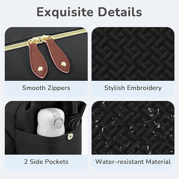 Tenot Diaper Bag Tote with Pacifier Case, Baby Bag for Women with Shoulder Straps, Travel Diaper Tote for for Mom and Dad Medium Size, Black