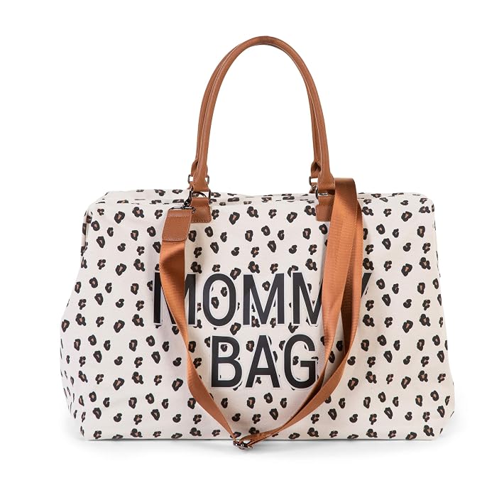 Childhome The Original Mommy Baby Travel Bag, Large Baby Diaper Bag, Hospital Bag, Tote Bag, Pregnancy Must Haves (Canvas Leopard)