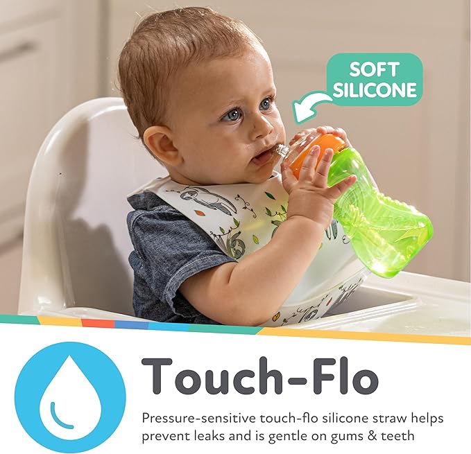 Nuby No-Spill Sippy Cup with Flex Straw for Boys - (3-Pack) 10-Ounce Bottles - Training Sippy Cups for Toddlers 12+ Months