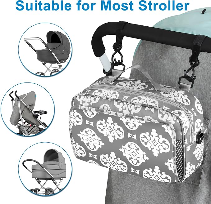 Accmor Stroller Organizer, Universal Stroller Organizer with Insulated Cup Holder Pocket, Dual Purpose Large Capacity Stroller Bag Caddy, Stroller Accessories Fits for Uppababy, Doona, Nuna Strollers