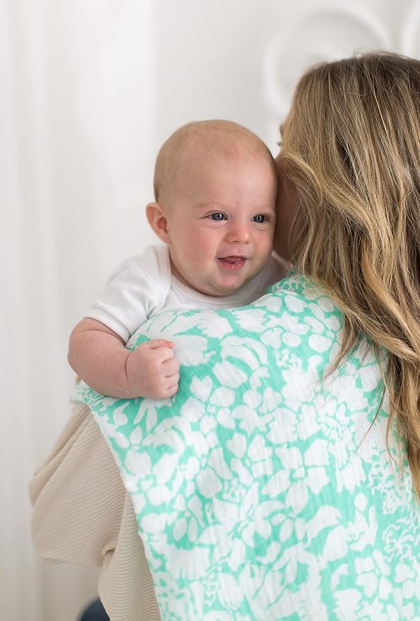SwaddleDesigns Marquisette Receiving Swaddle Blanket for Baby Boys & Girls, Soft Premium Cotton Muslin, Best Shower Gift, SeaCrystal Lush, Parent Picks Award Winner