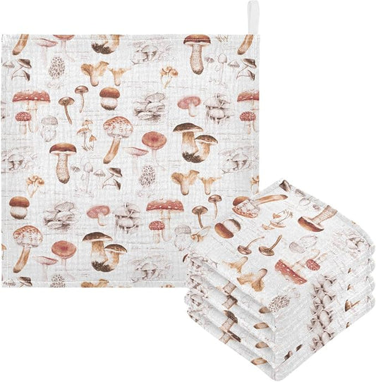 vvfelixl Baby Washcloths Cotton Different Mushrooms Baby Muslin Washcloths Soft Baby Face Towel for Newborn Infants Baby Wipes, 11.8 X 11.8 Inch, 3 Pack