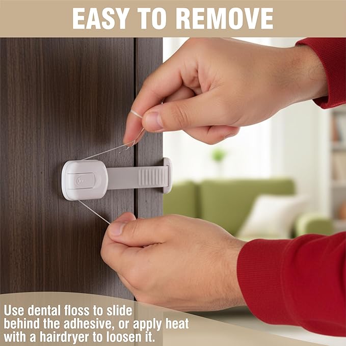6 Pack Child Proof Cabinet Locks - No Screws & Magnets Needed - Cabinet Locks Baby Proofing with Strong 3M Adhesive Latches for Drawers, Furniture, Ovens, Toilet Seats, Trash Cans, Microwaves (White)