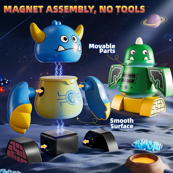 Magnets Robot Building Toys for Kids Ages 3-5 4-8, 36 PCS Monsters Robot Building Blocks Set with Storage Box, Creative Learning Christmas Birthday Gifts Toys for Boys Girls Ages 2-12