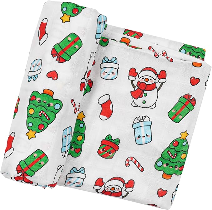 Muslin Swaddle Blanket for Unisex, Soft Breathable and Skin-Friendly Baby Swaddles for Boys & Girls, Baby Blanket, Newborn Receiving Blanket, Christmas Blankets Babies, Large 42 x 47 inches
