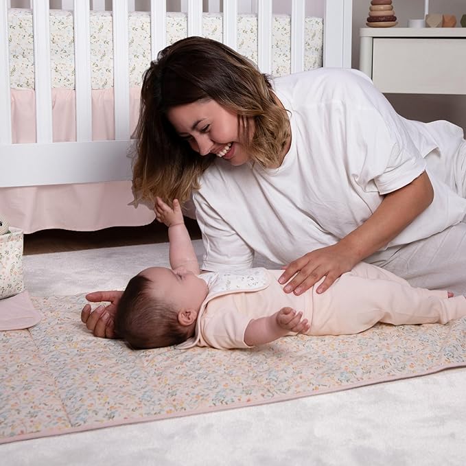 100% Cotton Baby Blankets for Girls, 41"x 27.5" Reversible Nursery Bed Blankets Floral, Soft and Breathable Toddler Blanket, Cozy Crib Comforter and Crib Blanket Nursery Gift Set Newborn Essentials