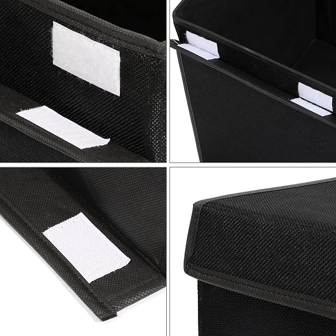 popoly Large Toy Box Chest Storage with Flip-Top Lid, Collapsible Kids Storage Boxes Container Bins for Toys, Playroom Organizers, 25"x13" x16" (Linen Black)