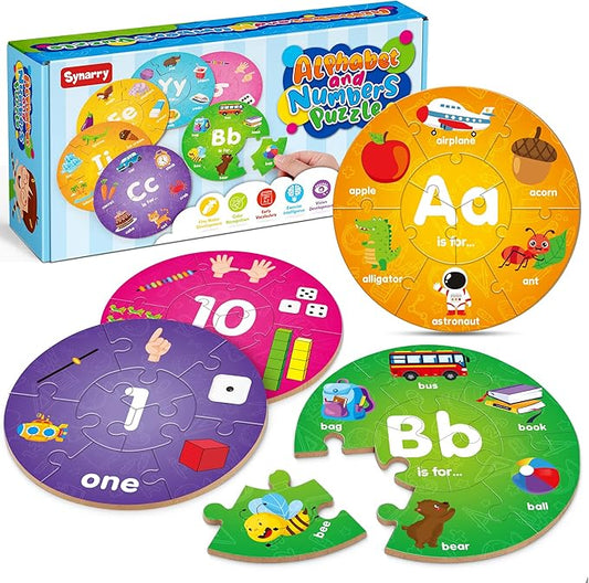 SYNARRY Number and Alphabet Puzzles for Kids Ages 4-6, Alphabet Learning Toys for Kids Ages 3-5, ABC Puzzles Preschool Learning Activities Educational Toys Gifts for 3 4 5 6 7 8 Year Old Boys Girls