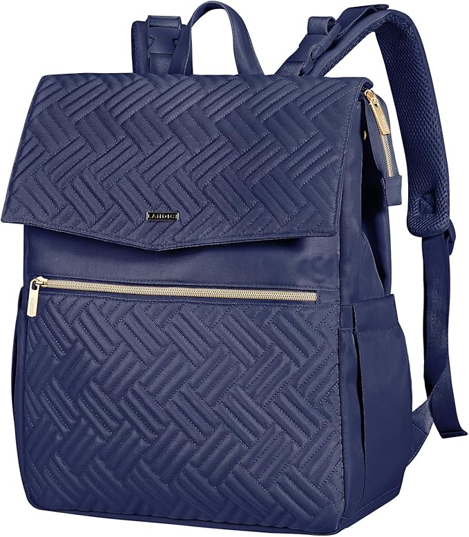 LANDICI Diaper Bag Backpack, Multifunction Waterproof Baby Diaper Bags with Changing Pad, Stroller Straps, Travel Essentials Stylish Back Pack for Mom Dad Boy Girls Toddler, Dark Blue